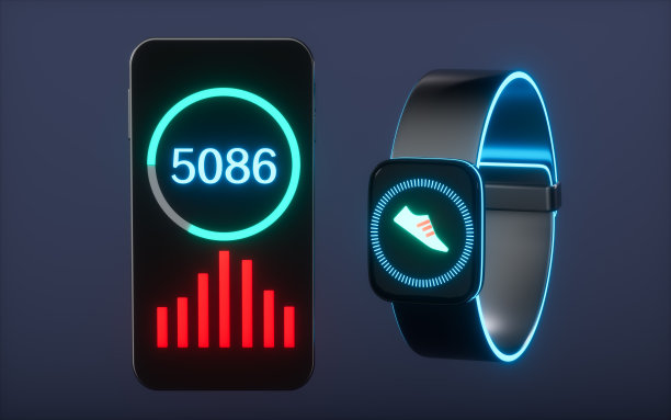 卡通手机和健身手环，3d渲染。图片下载