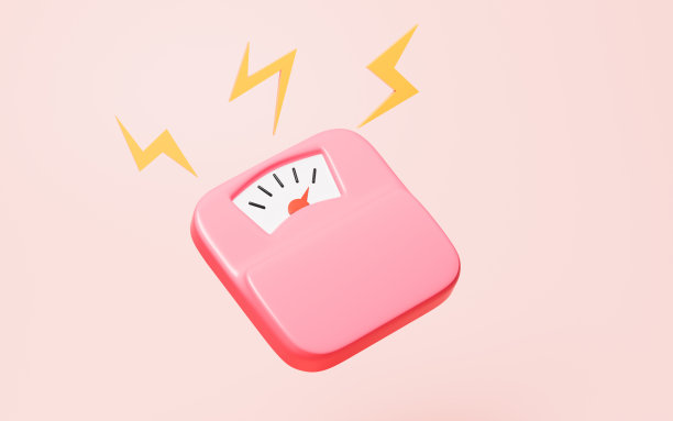 卡通体重比例尺模型，健康运动概念，3d渲染。图片下载