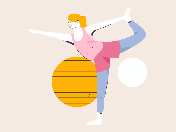 练习瑜伽，身心健康，平面矢量人物概念，操作手绘插图图片下载