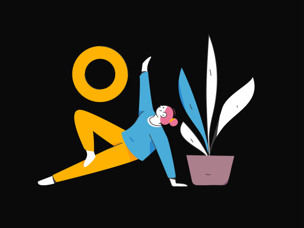 练习瑜伽，身心健康，平面矢量人物概念，操作手绘插图图片下载