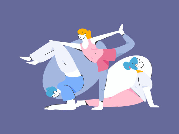 练习瑜伽，身心健康，平面矢量人物概念，操作手绘插图图片下载