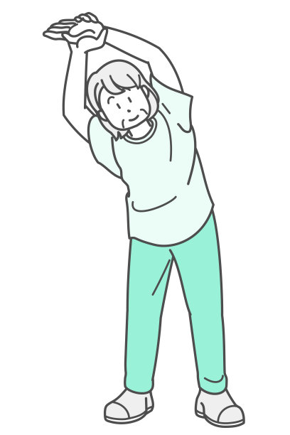 插图上了年纪的妇女做伸展运动(夏装)图片下载