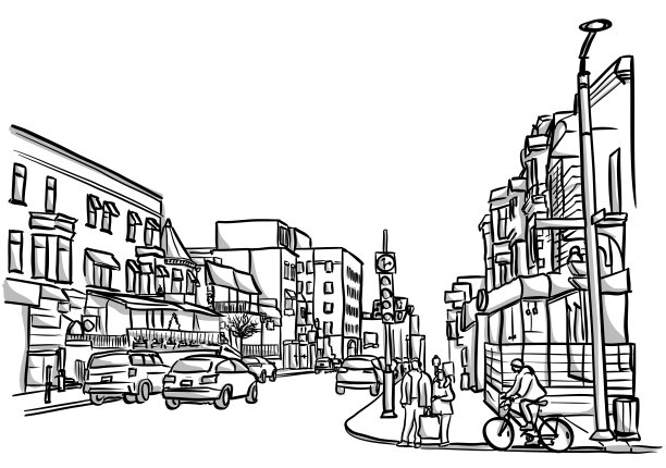 街头表演或用餐风景图片下载