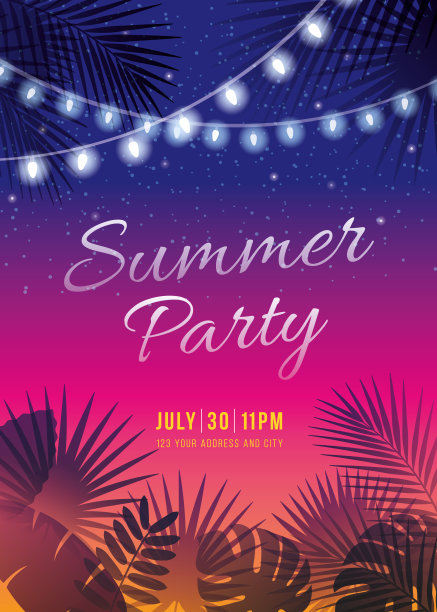 夏日派对-热带背景。图片下载