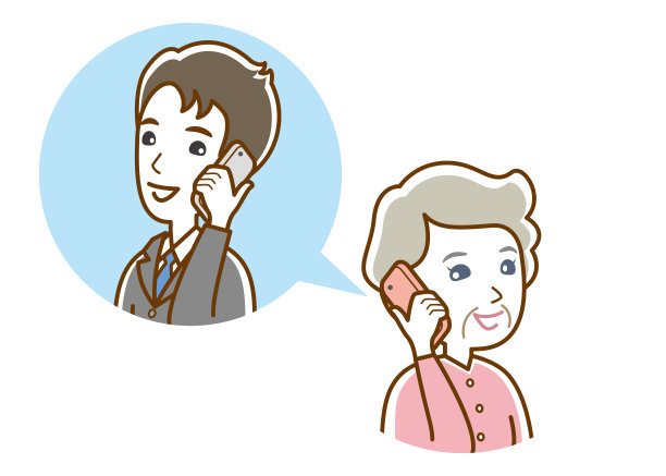 老奶奶打电话的插图。图片下载