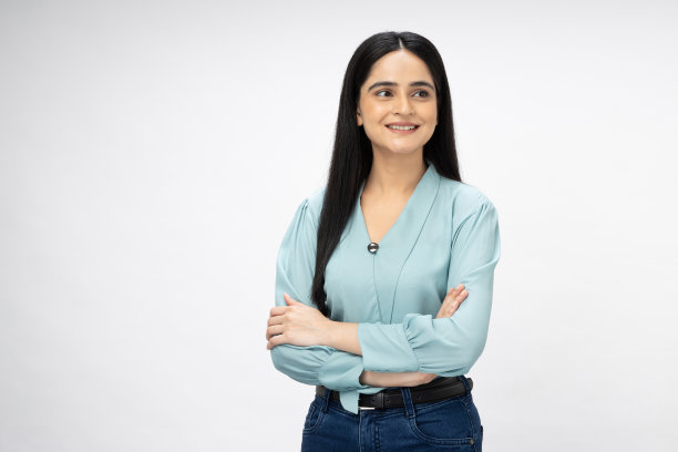 有吸引力的漂亮的商务女士的照片在正装孤立的白色背景股票照片图片下载