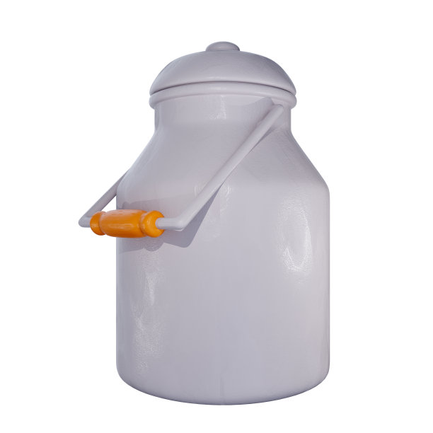 牛奶罐在卡通可爱的风格。现实的三维橡皮泥或粘土儿童玩具孤立的白色背景。使插图。图片下载