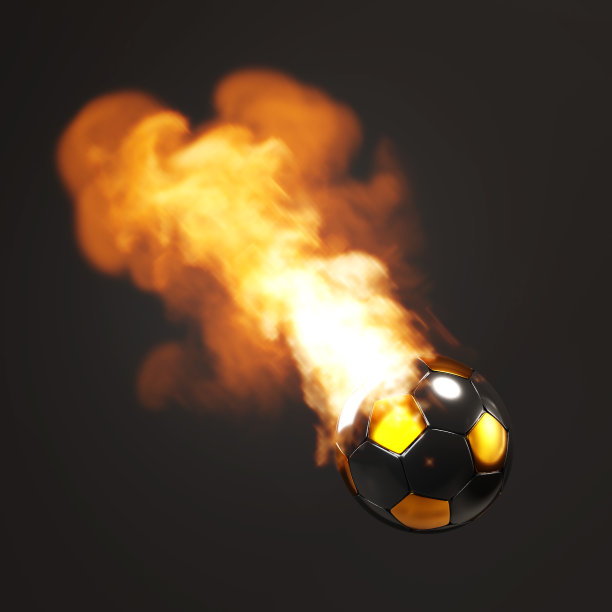 火中的足球，黑色背景图片下载
