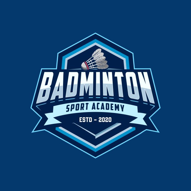 现代风格的羽毛球徽章标志图片下载