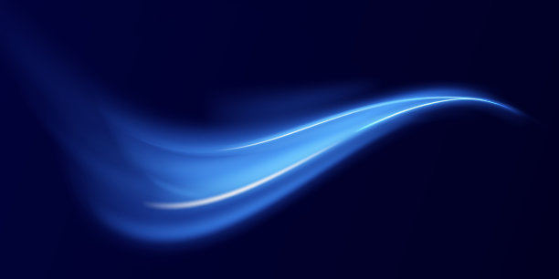 蓝色风浪效应。抽象光运动轨迹与火花隔离在黑色背景。浅蓝色的旋风。曲线光效果蓝线。发光的蓝色圆圈。图片下载