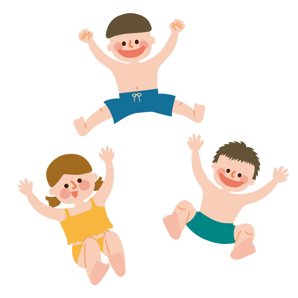 孩子们穿着泳装玩得很开心图片下载