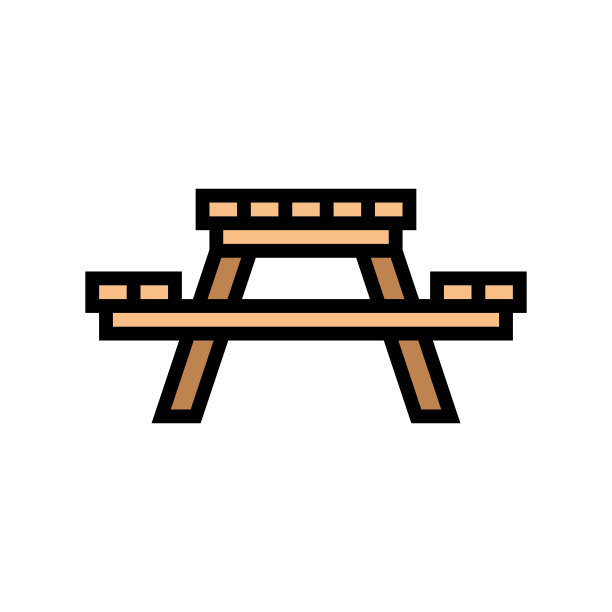 野炊桌户外家具颜色图标矢量插图图片下载