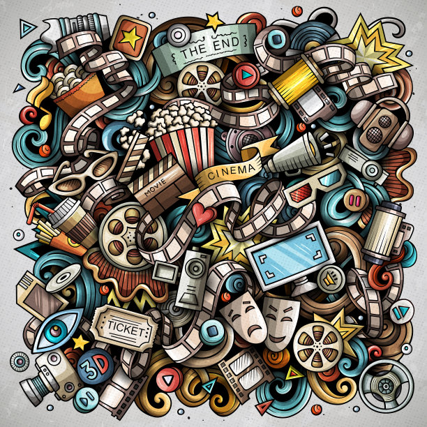 电影卡通矢量涂鸦设计图片下载