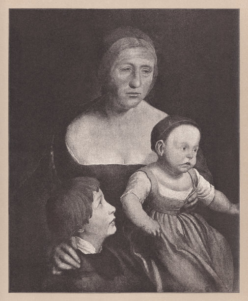 小霍尔拜因的《艺术家的家庭》，半色调，1891年出版图片下载