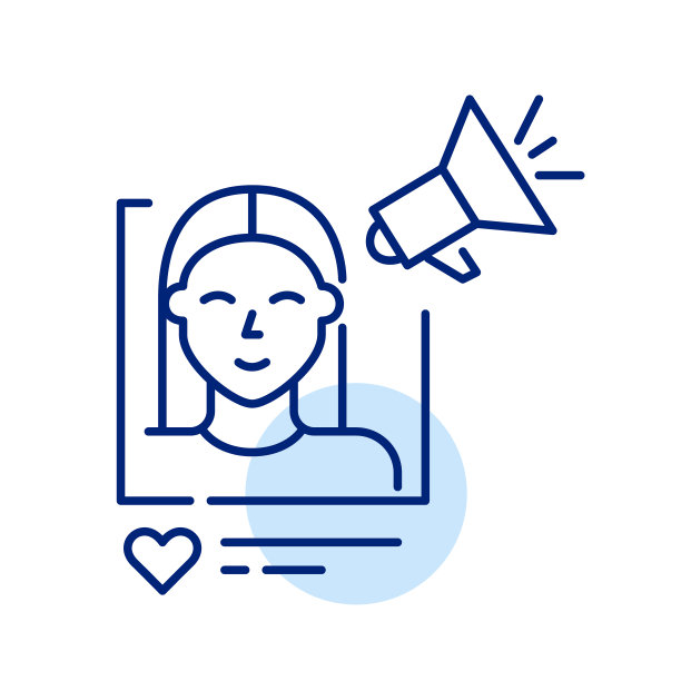 社交媒体帖子。微笑的女人的照片和扩音器。分享博客内容和短信。像素完美矢量图标图片下载