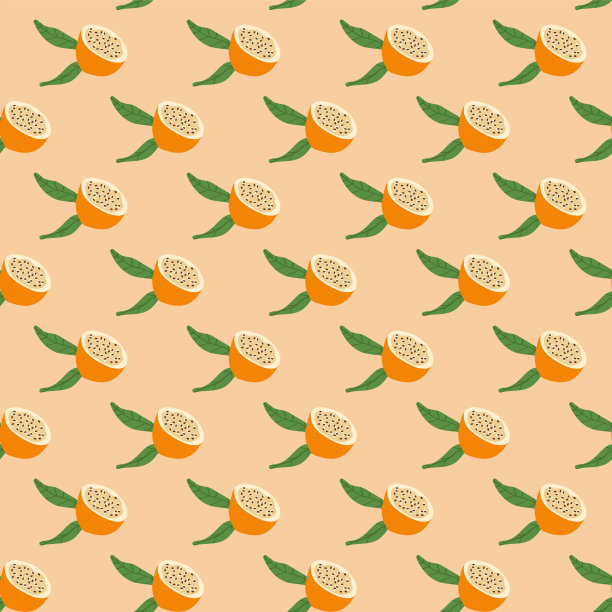 Granadilla半水果无缝图案。热带水果层出不穷的背景。黄百香果重复盖。异国情调甜蜜格林纳达环装饰瓷砖。矢量手绘平面插图。图片下载