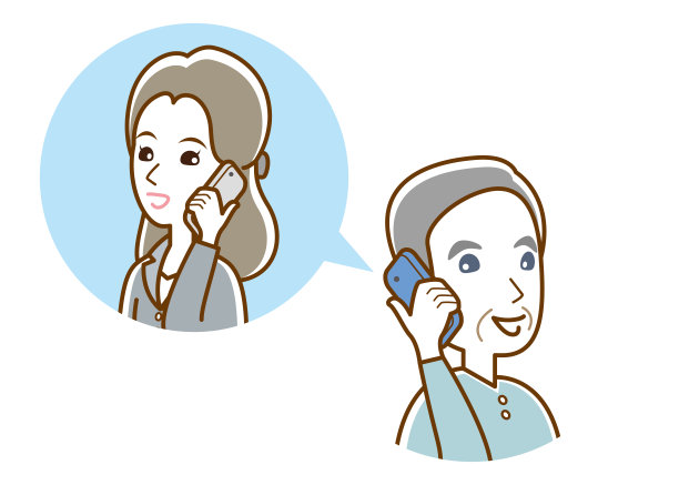 一个老人在打电话的插图。图片下载