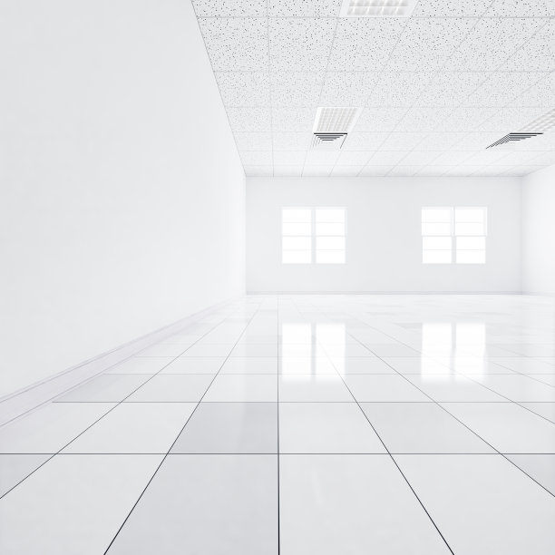 建筑内部白色天花板的3d效果图。图片下载