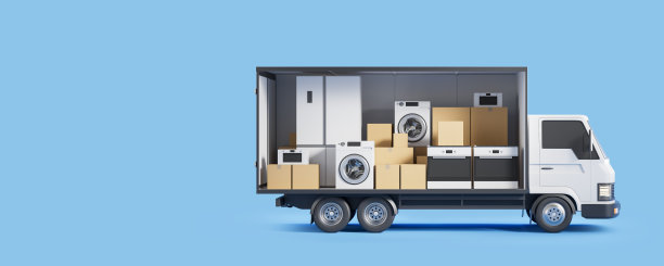 送货卡车里的家用电器图片下载