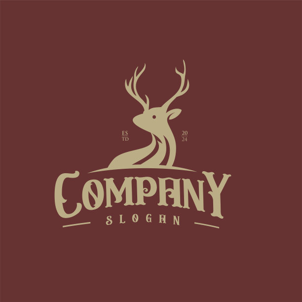 野鹿复古设计矢量模板艺术和插图图片下载