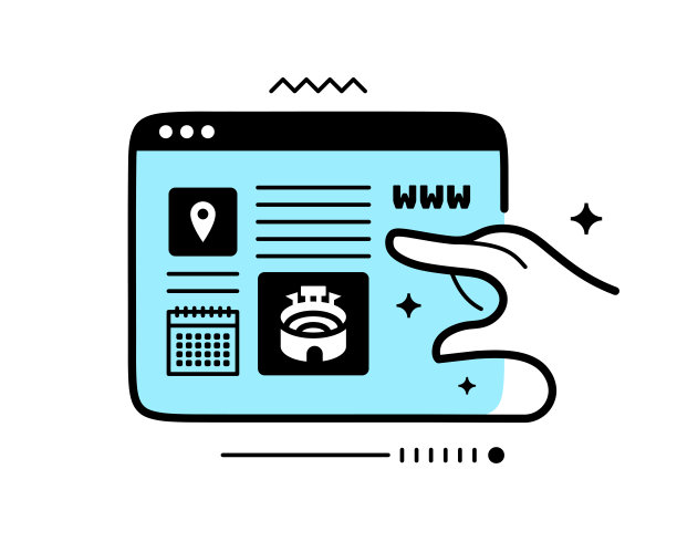 连续线Web浏览器与图标的体育赛事图片下载