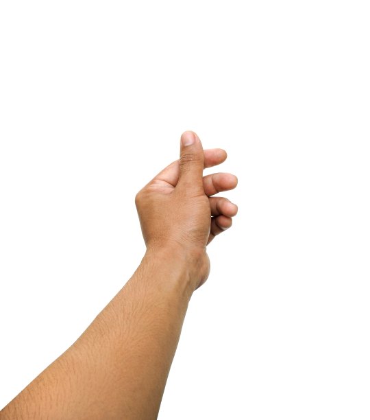 男性的手做出拿着名片或名片的手势。一些证件，身份证，护照，硬币，或者别的什么。孤立在白色背景上。图片下载