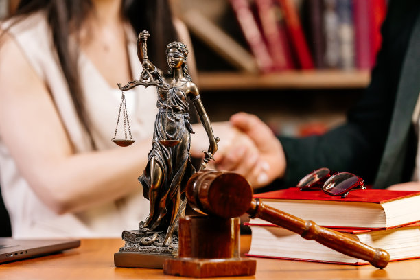 律师或律师在私人办公室里握手。咨询律师和商业客户，税务和法律服务，执行协议或交易。图片下载