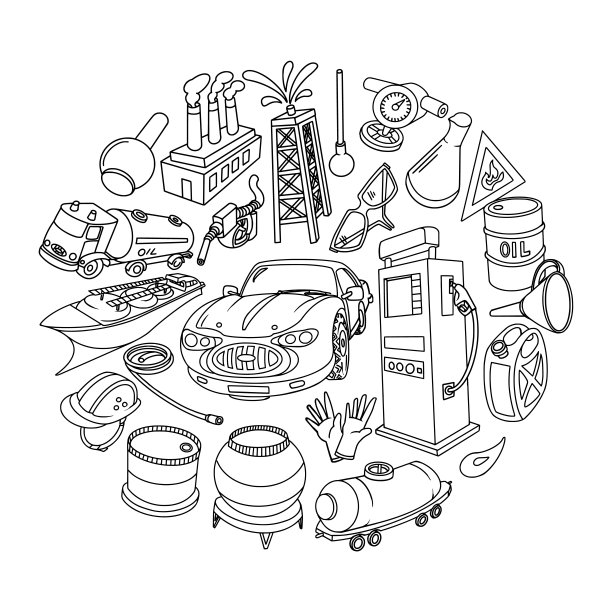 涂鸦的石油工业和燃料图标图片下载