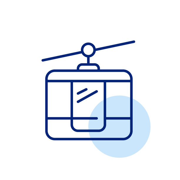 缆车。山地、丘陵城市及旅游公共交通。像素完美，可编辑的笔画图标图片下载