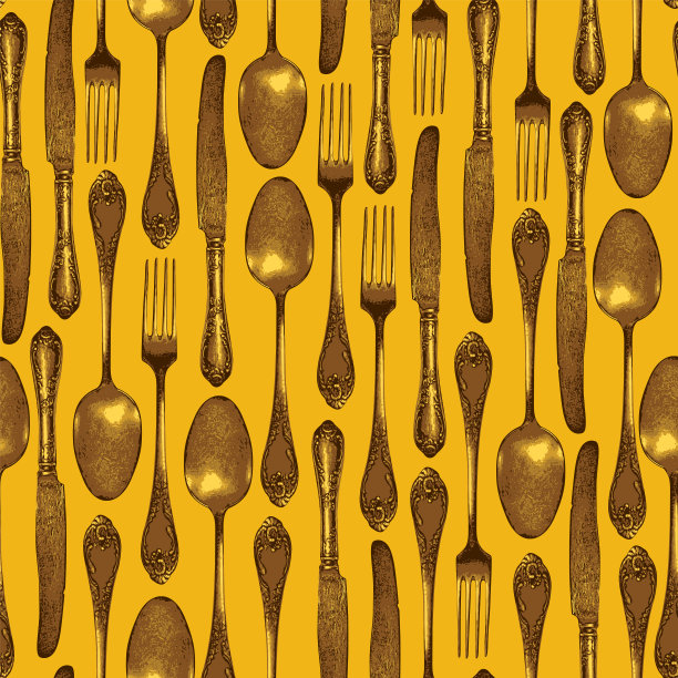 无缝图案的叉子，勺子和刀图片下载