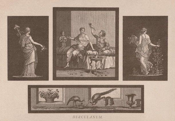 古赫库兰尼姆的古代壁画，活字印刷，1891年出版图片下载