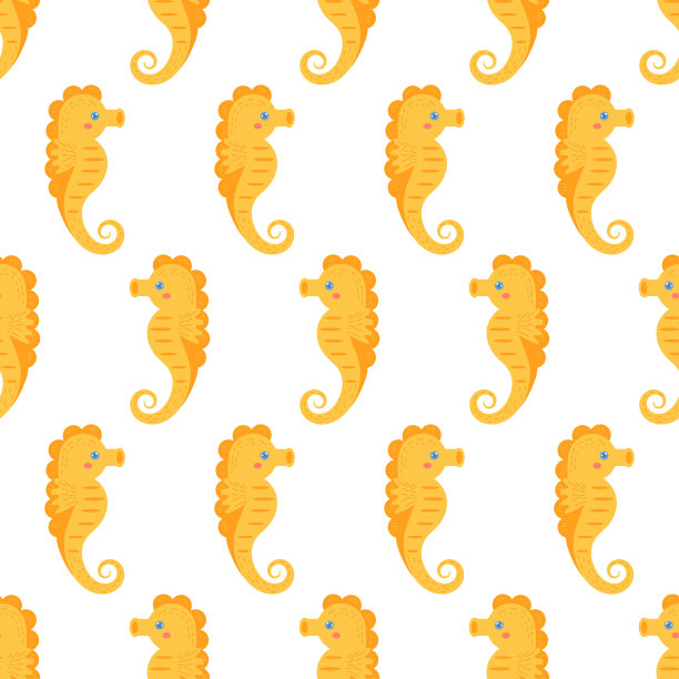 无缝图案与可爱的海马。图片下载