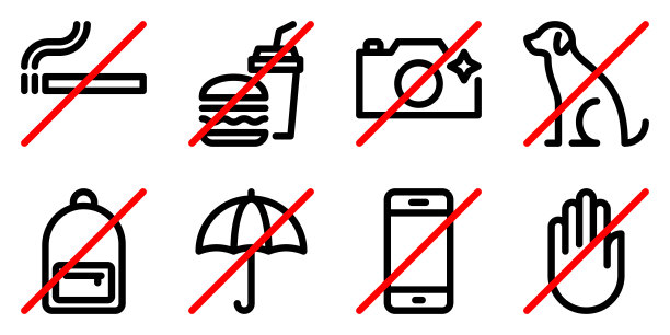 一套禁止线标志。矢量图形图片下载