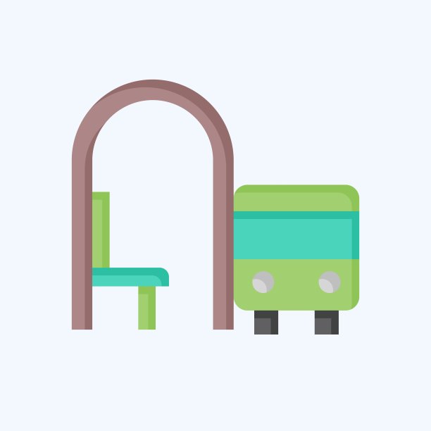 图标巴士站。与城市标志有关。平的风格。简单的设计说明图片下载