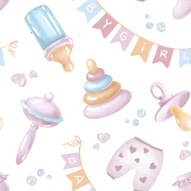 女婴无缝花纹图片下载