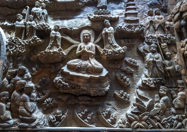 石雕寺庙浮雕，越南图片下载