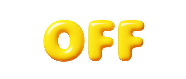 黄色可充气的闪亮字用于促销设计。3D渲染图图片下载