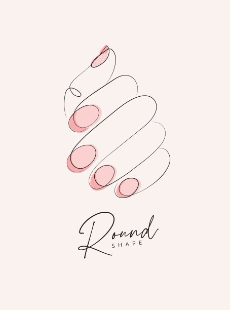 女人的手与粉红色的颜色圆形指甲米色图片下载