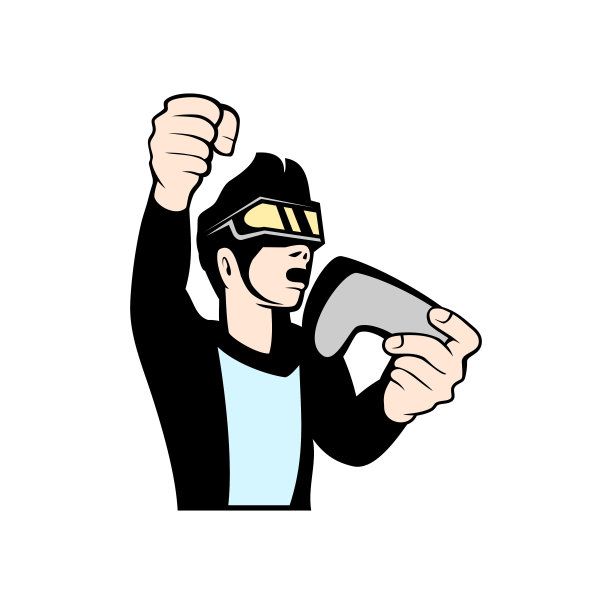 虚拟现实VR游戏玩家设计插画图片下载