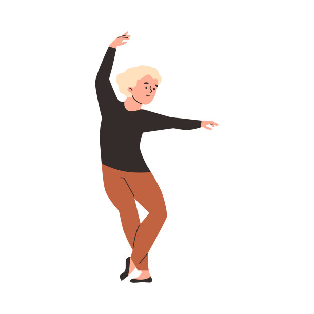 年轻的男芭蕾舞演员站在姿势举手，矢量卡通金发男孩芭蕾舞演员古典芭蕾表演图片下载