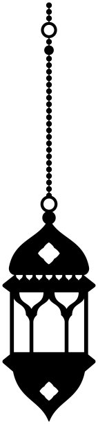 阿拉伯灯笼为伊斯兰节日斋月，宰牲节，宰牲节穆巴拉克。阿拉伯城市的东方黑色剪影，清真寺，古兰经，新月，星星，水烟，念珠，灯笼花环。矢量插图。图片下载