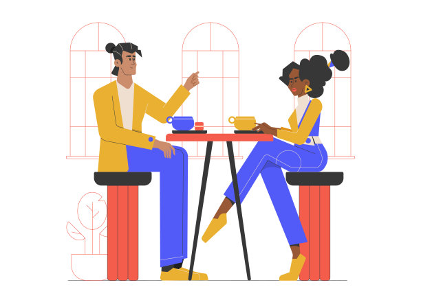 同事们正坐在桌旁喝咖啡。图片下载