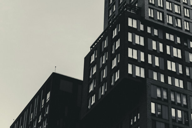 建筑立面和窗户的图案。艺术黑白照片图片下载