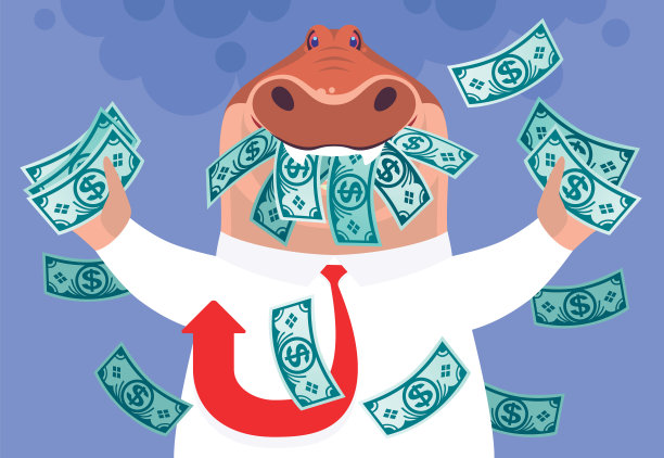 商人鳄鱼拿着一叠钞票欢呼图片下载