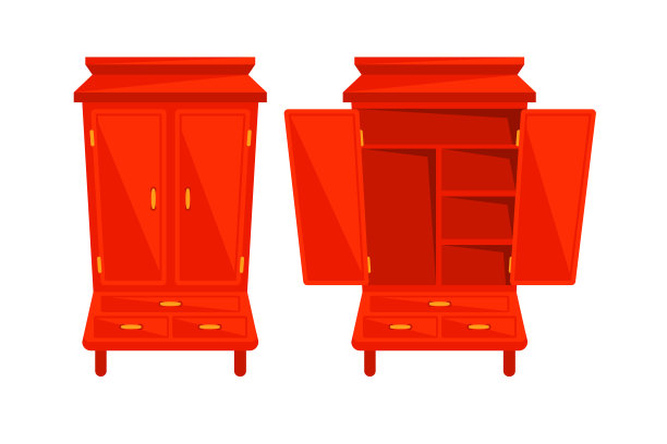 打开衣柜。现代软家具。卧室内部橱柜。图片下载