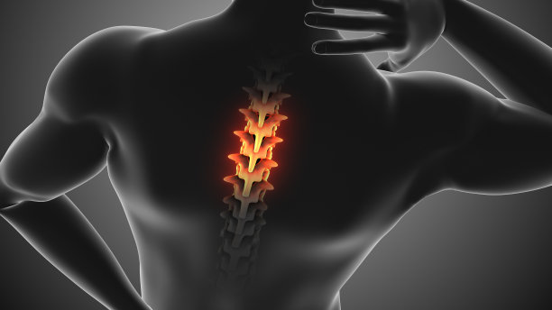 灰色背景下显示脊椎疼痛的人体图片下载