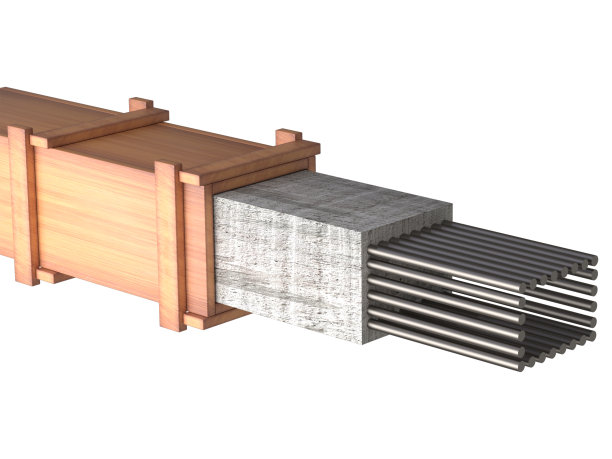 3d碾压混凝土柱效果图，混凝土柱正在施工。列模板。柱状杆。图片下载