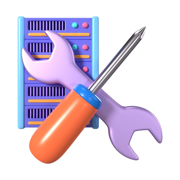 服务器维护3D插图图标图片下载