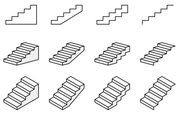 各种形状的楼梯矢量插画合集图片下载