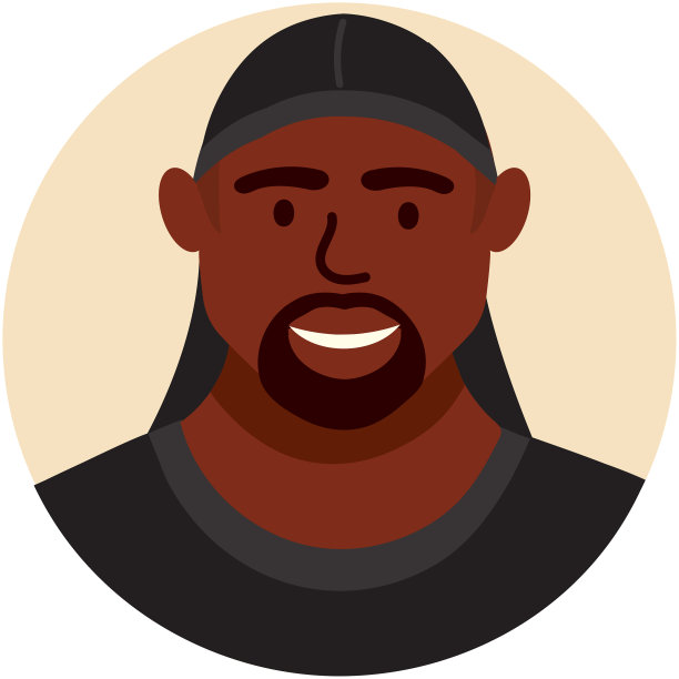 圆形的图标或头像的年轻男子与山羊胡微笑的黑人或非裔美国人图片下载